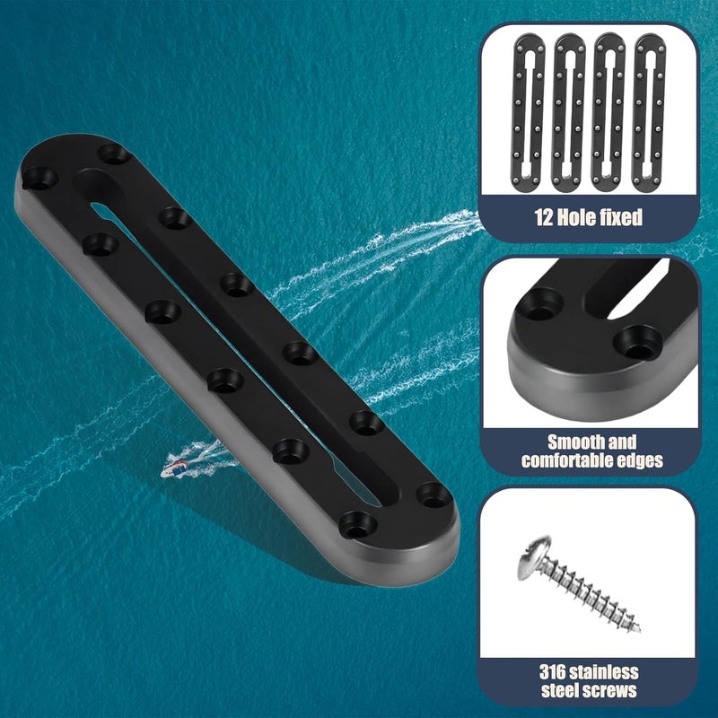 PIHIL Store 9 in Kayak Track Mount, Kayak Rail Track,Kayak Low Profile Gear Track for Fishing Rod Holder, Cup Holder, Paddle Holders, Anchor Cleats,Kayak Track Accessories,12 Holes, 4 Pieces - Image 4